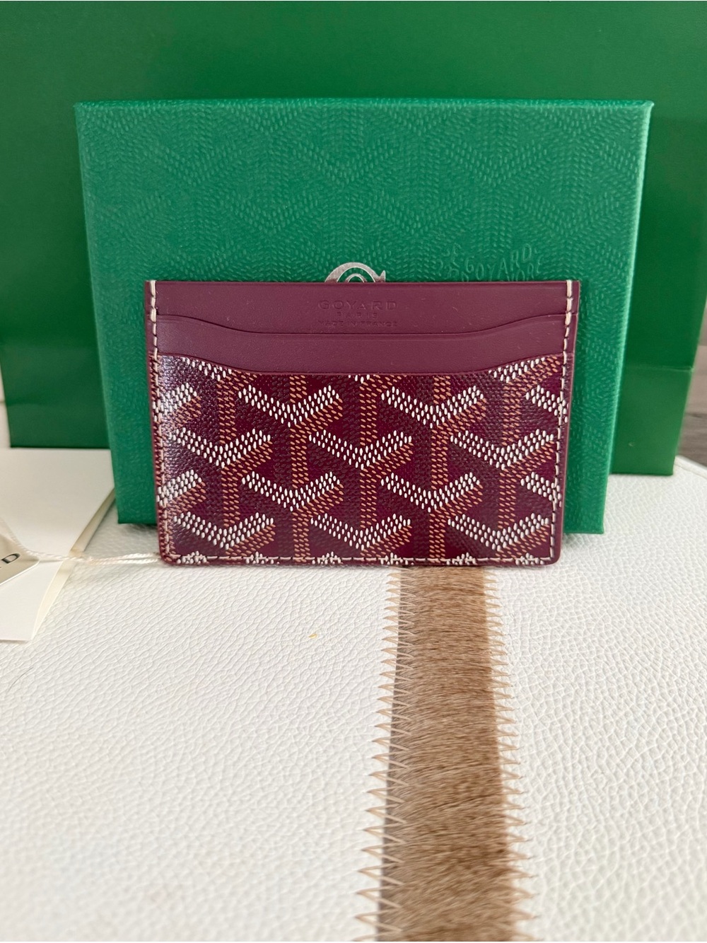 Goyard Bordeaux Patterned Card Holder in Deep Red